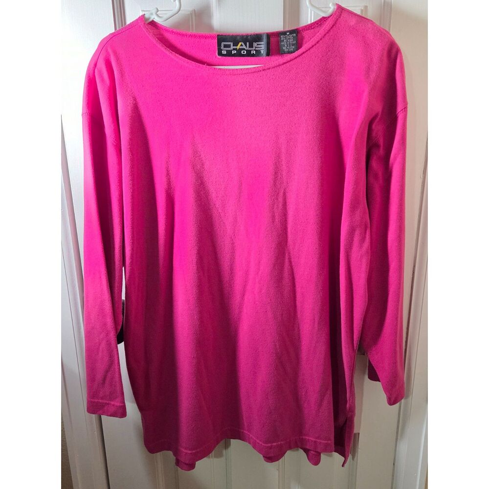 Women's Vintage Claus Sport Size Medium Long Sleeve Shirt in Pink
